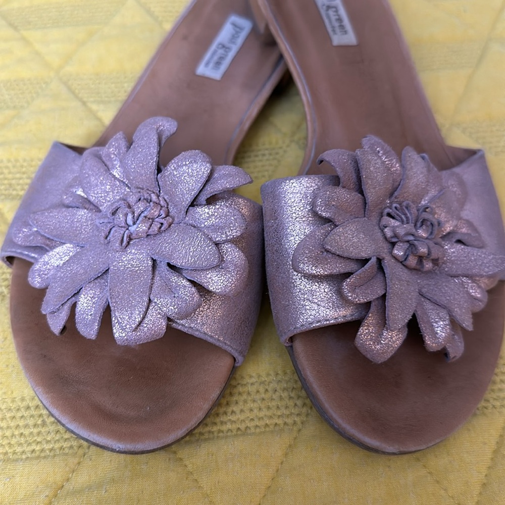 Women's Copper Metallic Floral Sandals by Paul Green Made in Austria - Picture 3 of 9